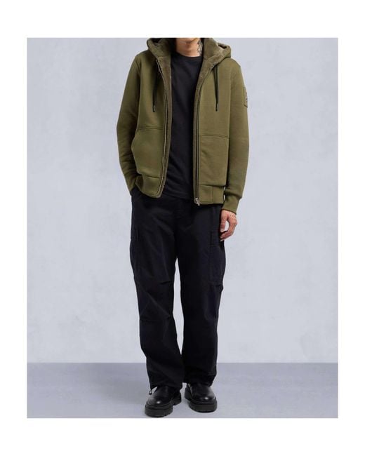 Moose Knuckles Green Logo Plaque Zipped Drawstring Hoodie for men