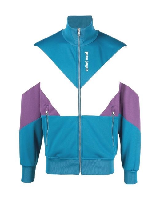 Palm Angels Blue Colorblock Zipped Jacket for men