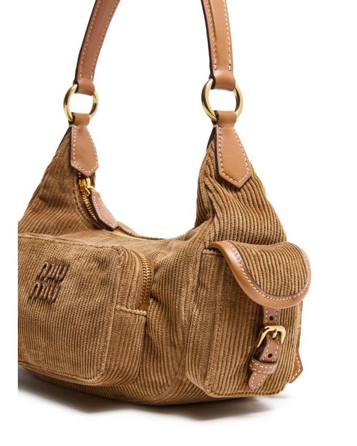 Miu Miu Brown Corduroy Bag With Multiple Pockets