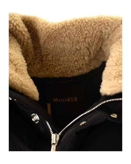 Moorer Black Hooded Quilted Down Jacket for men