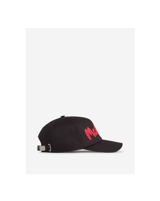 McQueen White Graffiti Logo Printed Baseball Cap for men