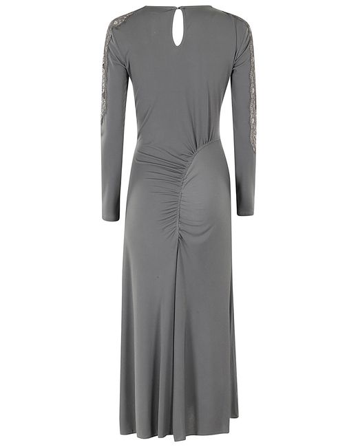 ERMANNO FIRENZE Gray Guipure-Lace Midi Dress