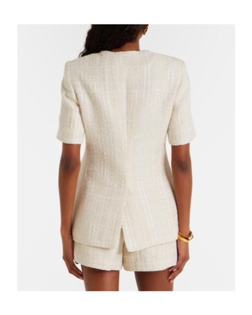 Veronica Beard White Bodie Cotton-Blend Tweed Jacket