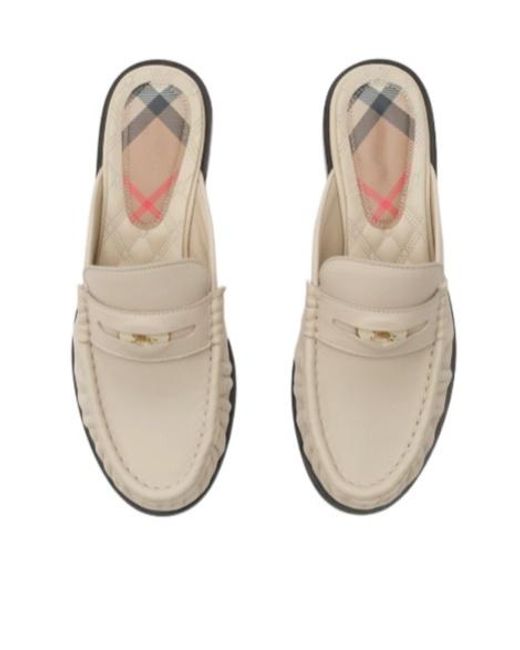 Burberry White Leather Cadet Mules