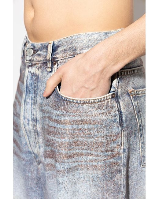 Acne Gray Denim Shorts With Belt Loops
