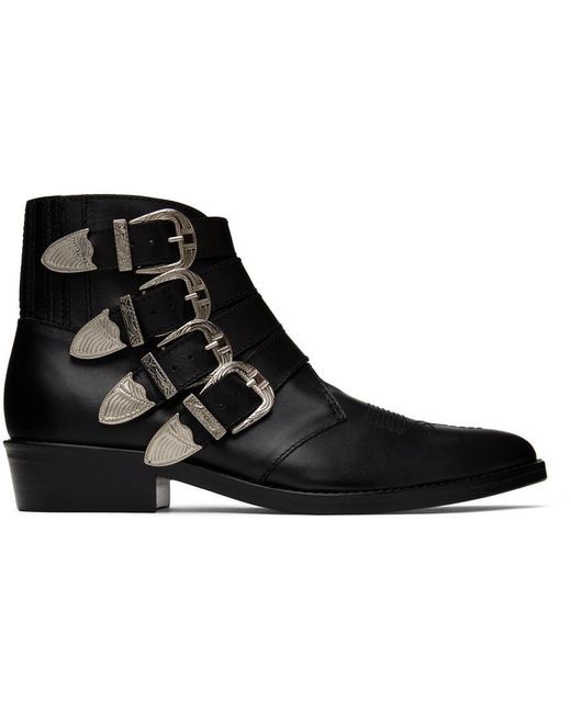 Toga Virilis Black Buckled Boots for men