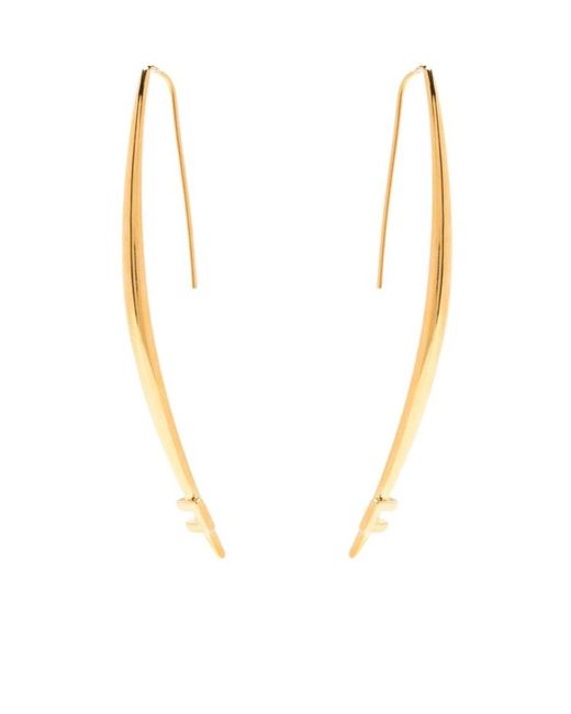 Elisabetta Franchi Metallic Logo-Plaque Drop Earrings