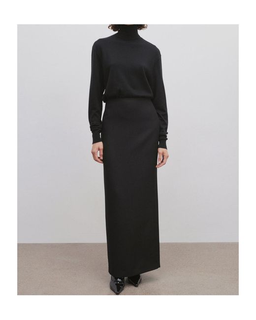 The Row Black Bartelle Wool Skirt