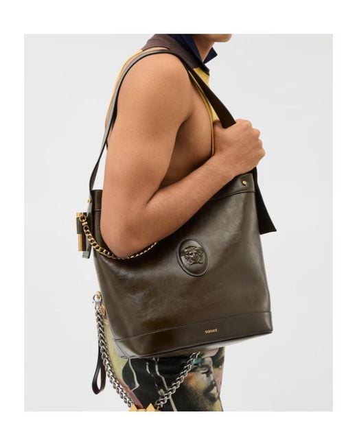 Versace Green Pivot Large Bucket Bag