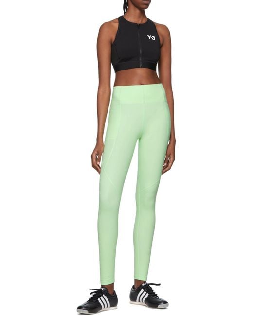 Y-3 Green Panelled Logo Leggings
