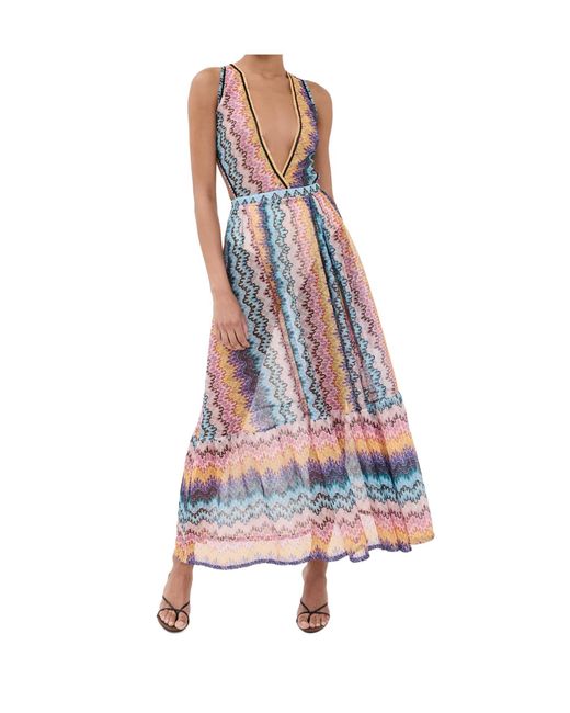Missoni White Zigzag-Pattern Maxi Dress