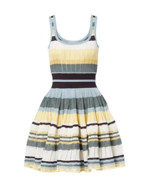 Alaïa Blue Knitted Striped Minidress