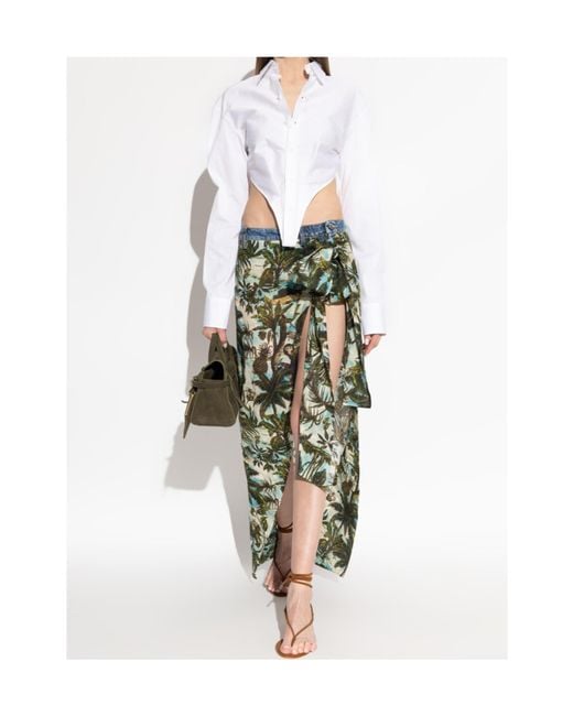 DSquared² Green Monkey Business Long Denim Skirt