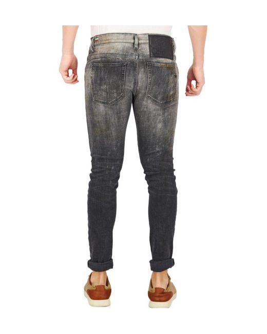 DIESEL Gray Faded Straight-Leg Slim-Fit Jeans for men