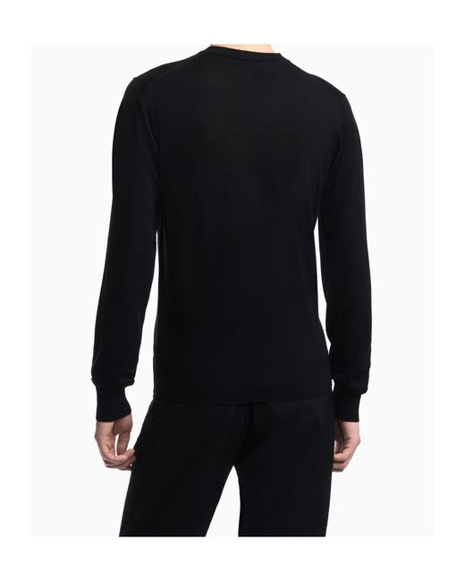 Emporio Armani Black Crew-Neck Virgin-Wool Sweater for men