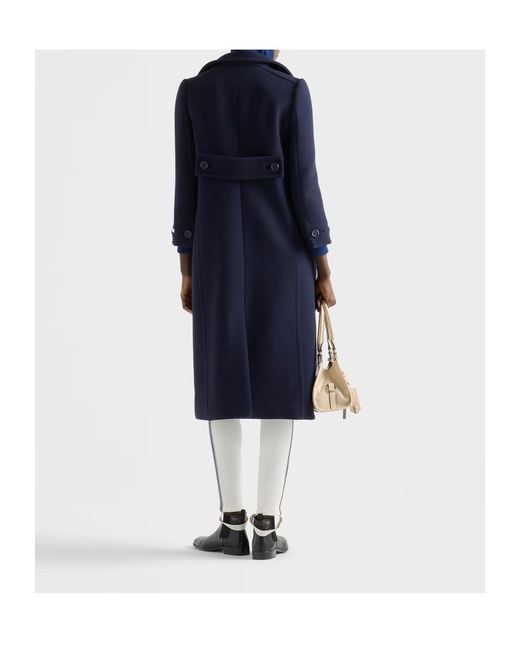 Prada Blue Double-Breasted Long Coat