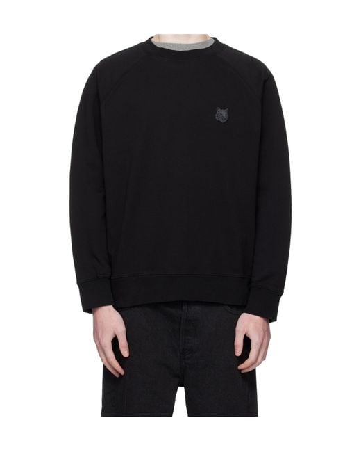 Maison Kitsuné Black Fox-Head Patch Sweatshirt for men