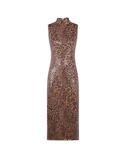 Twinset Brown Animal Print Sequin Dress