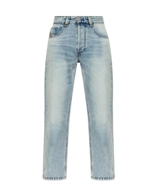 DIESEL Blue Logo Patch Straight Leg Jeans for men