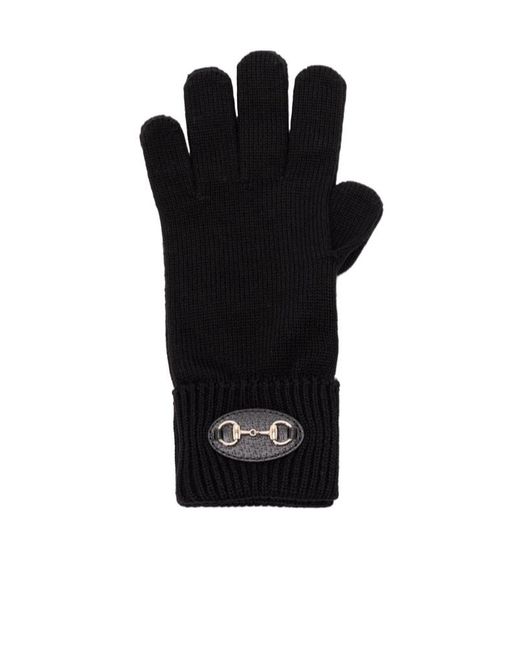 Gucci Black Horsebit Knit Gloves