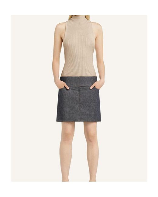 Courreges Natural Courrèges Mockneck Light Rib Top