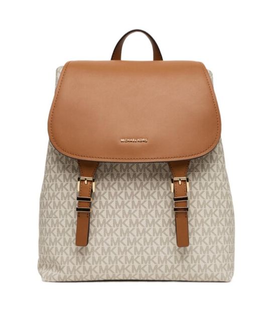 Michael Kors Brown Monogram Flap Backpack