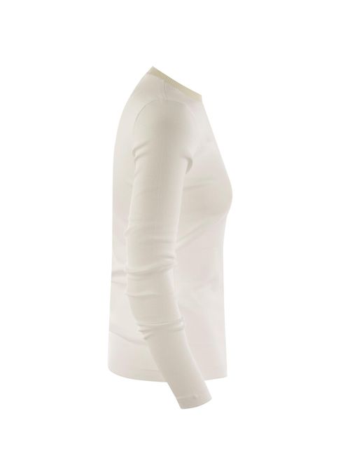 Fabiana Filippi White Long Sleeved Crewneck Ribbed T-Shirt