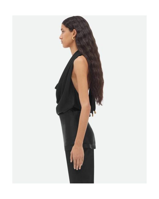 Bottega Veneta Black Fluid Draped Top
