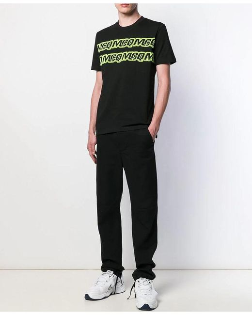 McQ Alexander McQueen Black Logo Embroidered T-Shirt for men