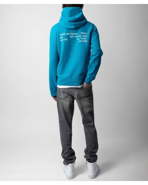 Zadig & Voltaire Blue Sanchi Photograph-Print Cotton Hoodie for men