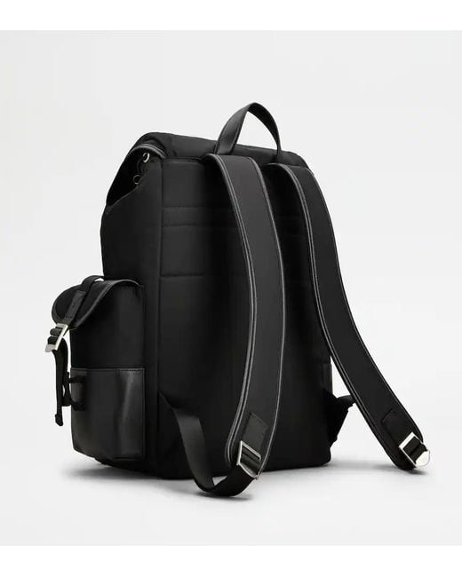 Tod's Black Logo Patch Buckle-Strap Backpack for men