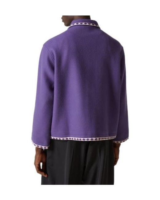 Bode Purple Embroidered Wool Jacket for men