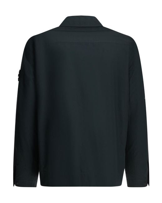 Stone Island Blue Logo-Patch Shirt Jacket for men