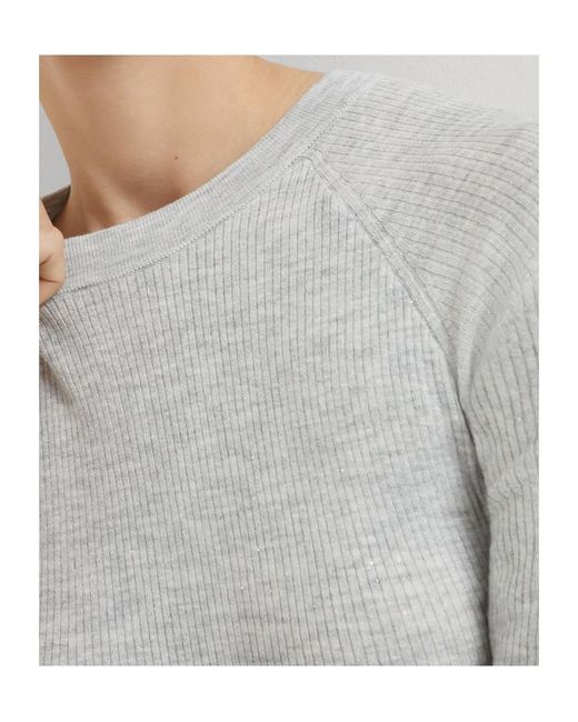 Brunello Cucinelli Gray Crewneck Ribbed Jumper