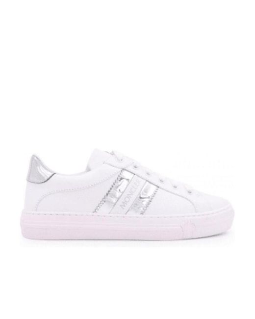 Moncler White Contrast-Heel Low-Top Sneakers