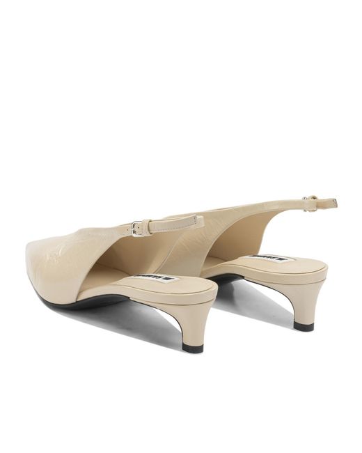 Jil Sander White Leather Slingback Pumps