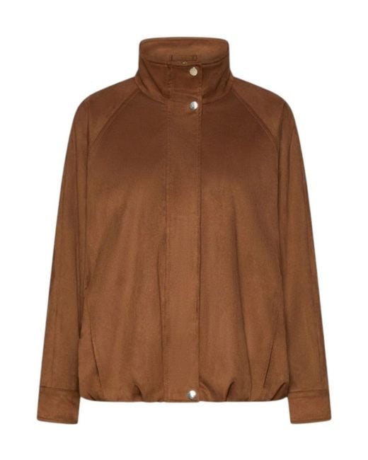 Marella Brown Long-Sleeve Casual Zip-Up Jacket