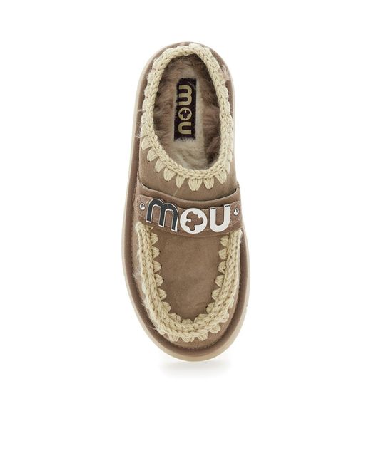 Mou Brown Round Head Muller Shoes