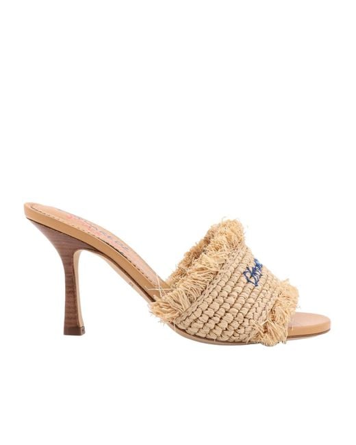DSquared² Natural Logo Embroidered Heeled Sandals