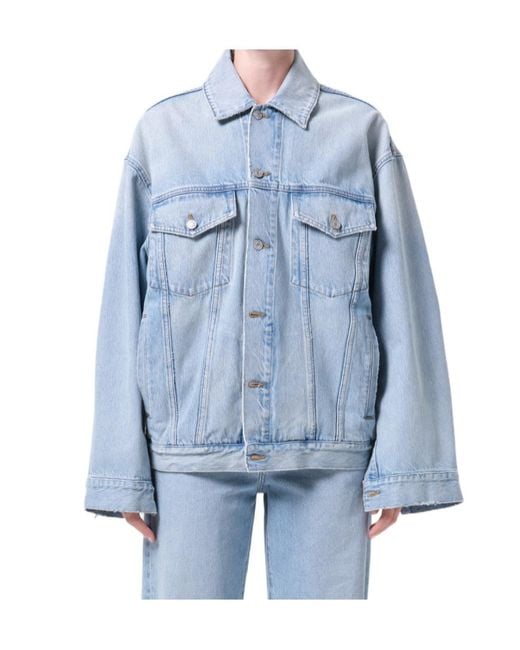 Agolde Blue Button-Up Denim Jacket