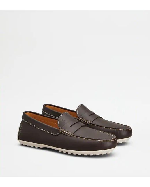 Tod's Brown Round-Toe Loafers for men