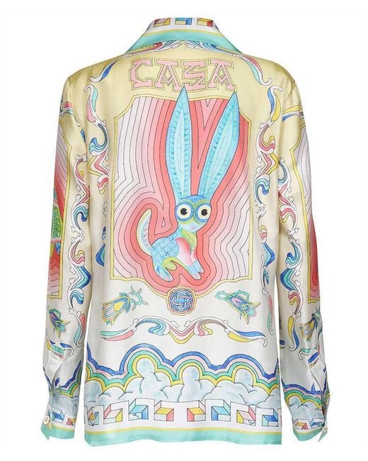 Casablanca White Souvenir Printed Satin Shirt