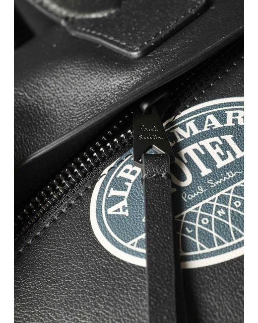 Paul Smith Black Hotel Stickers Zip-Up Briefcase for men
