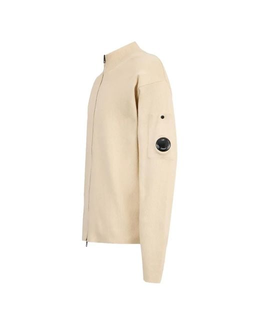 C P Company Natural Zip-Up Cardigan for men