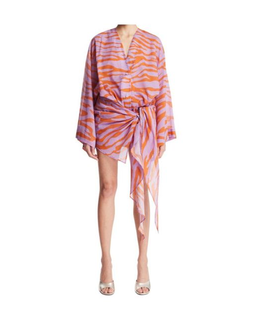 The Attico Red The Zebra Jacquard Mini Dress