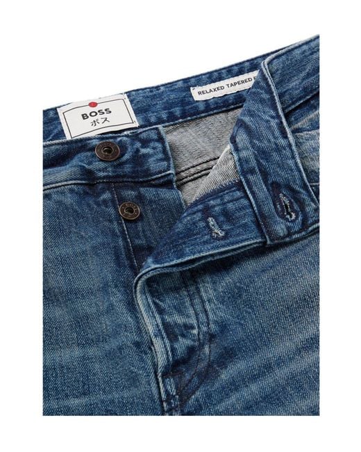 Boss Blue Vintage Distressed Bootcut Jeans for men