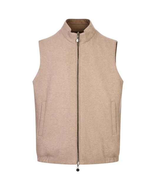 Kiton Brown Reversible High-Neck Vest for men