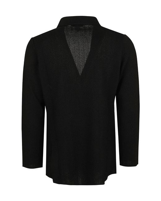 Lardini Black Textured Double-Breasted Knitted Jacket for men