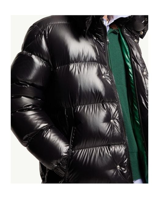 Moncler Black Hanoverian Hooded Square-Quilted Long Down Jacket for men
