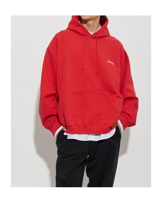 Vetements Red Long-Sleeved Hooded Sweatshirt for men